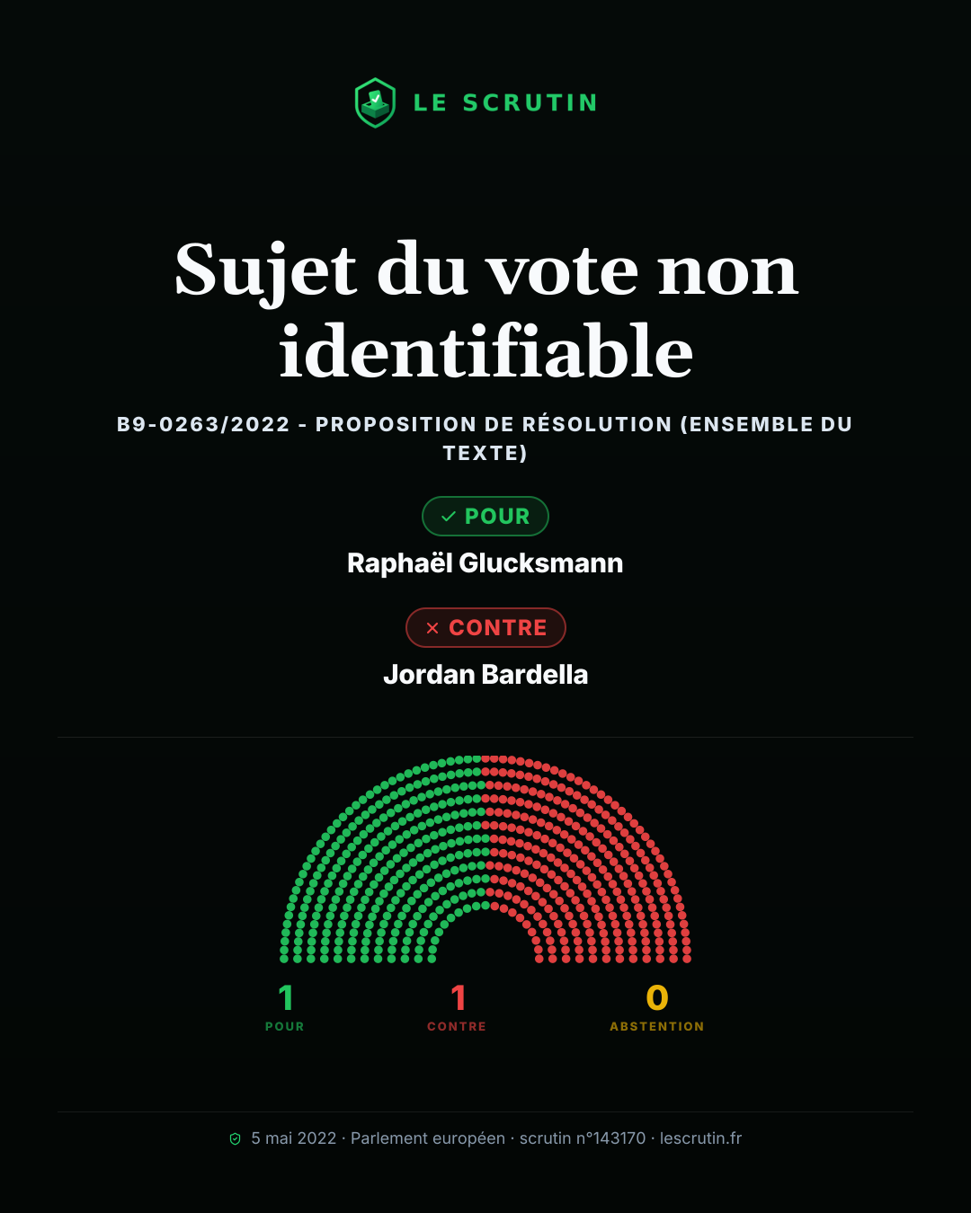 Visuel : Sujet du vote non identifiable