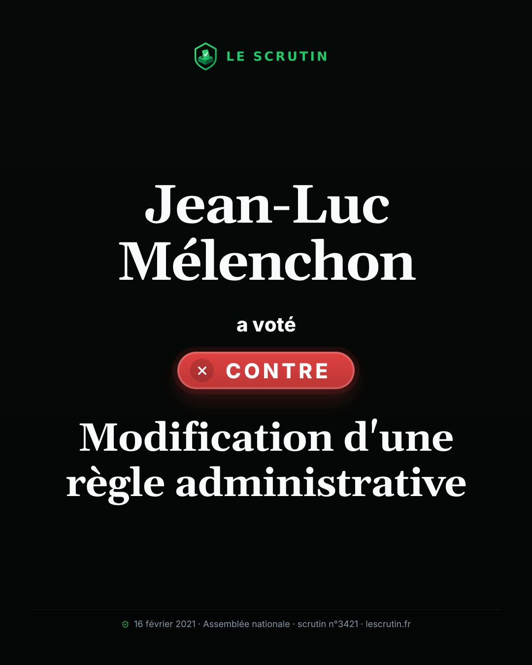 Visuel : Modification d'une règle administrative