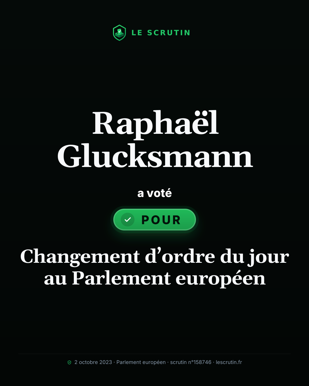 Visuel : Changement d’ordre du jour au Parlement européen