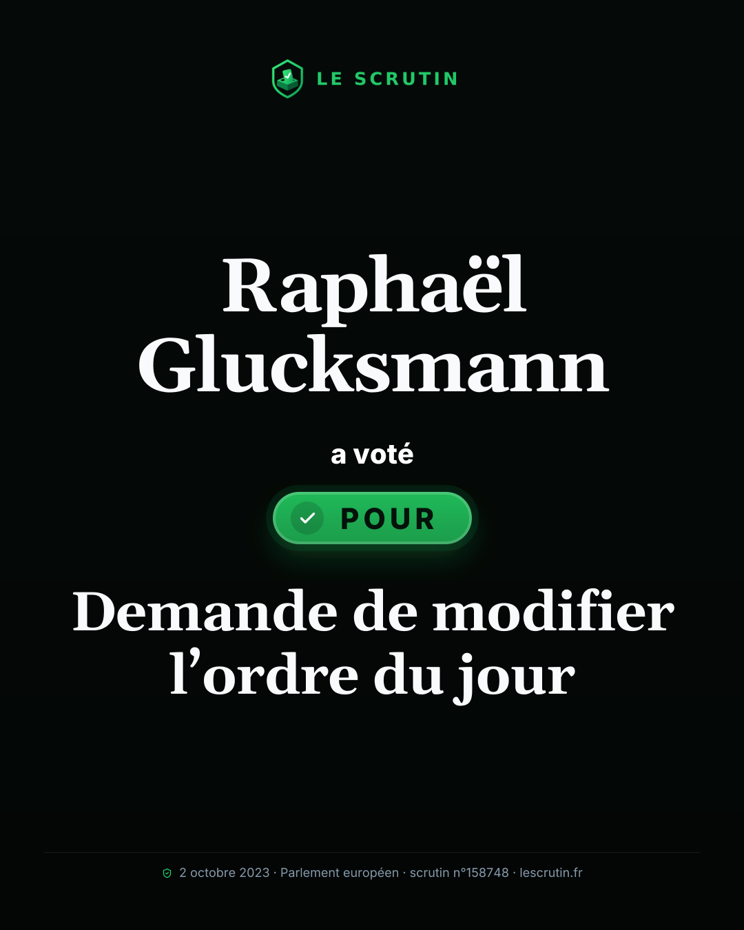 Visuel : Demande de modifier l’ordre du jour