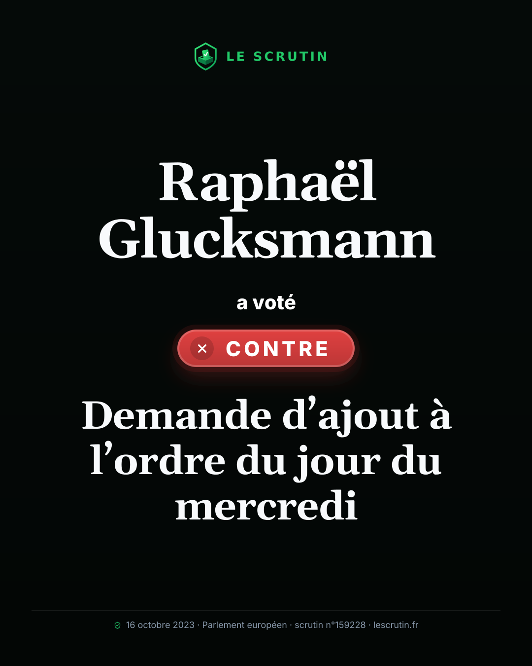 Visuel : Demande d’ajout à l’ordre du jour du mercredi