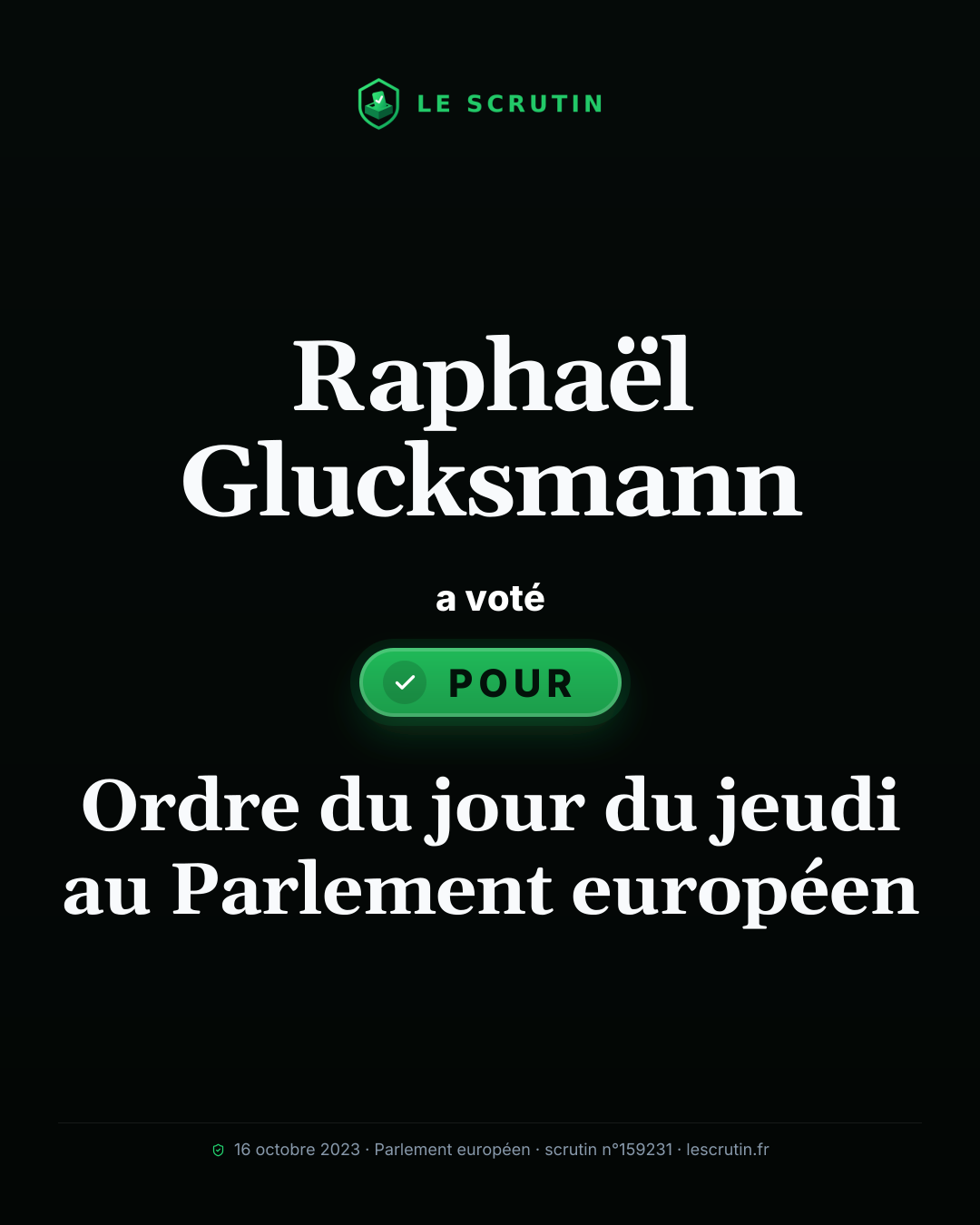 Visuel : Ordre du jour du jeudi au Parlement européen