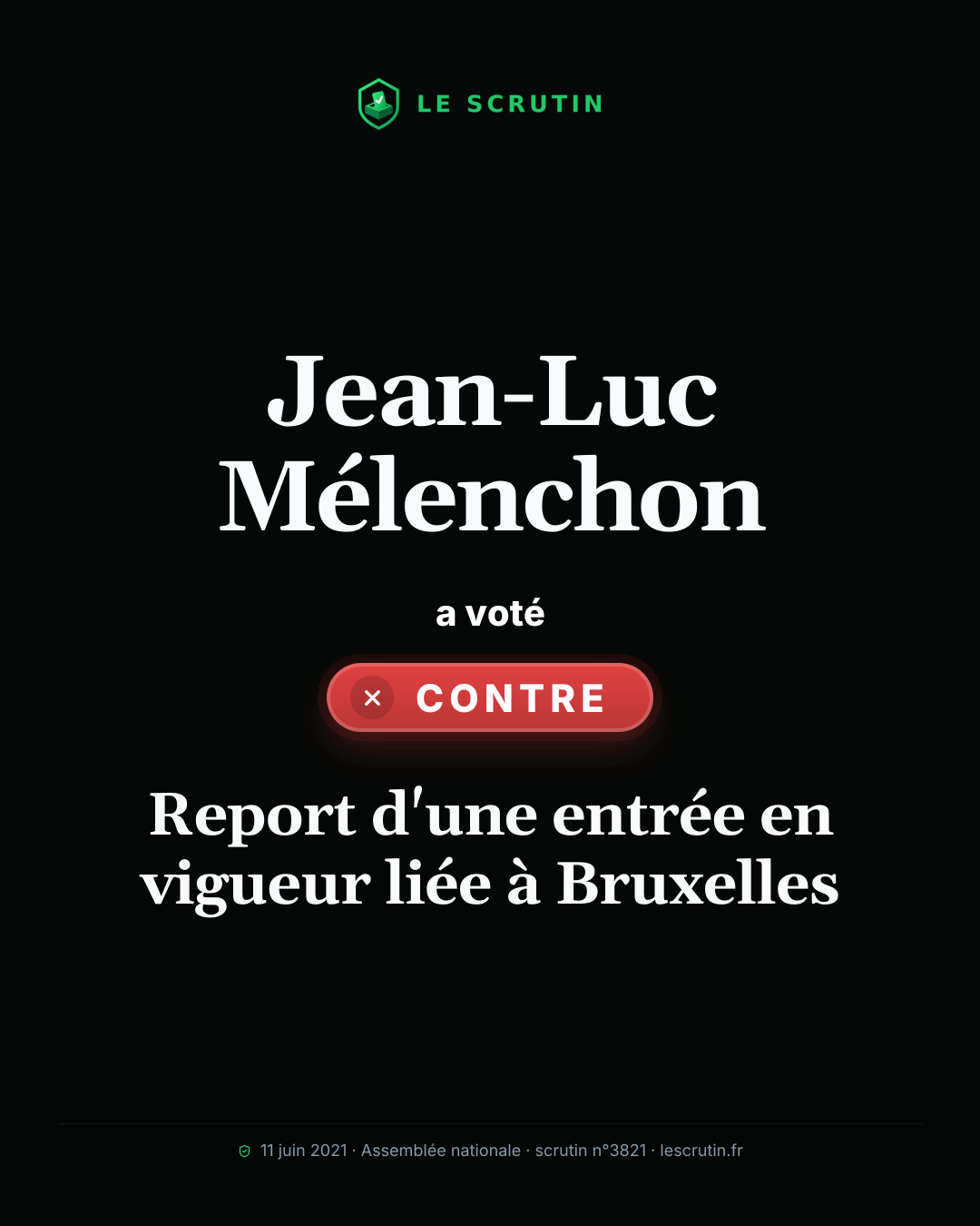 Visuel : Report d'une entrée en vigueur liée à Bruxelles