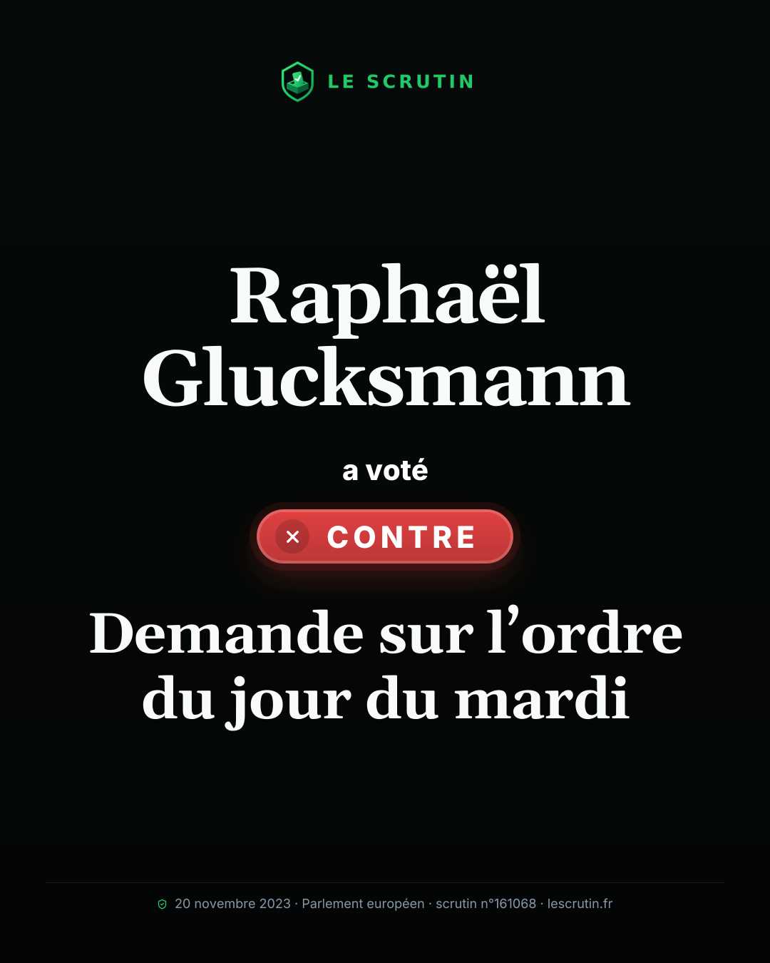 Visuel : Demande sur l’ordre du jour du mardi
