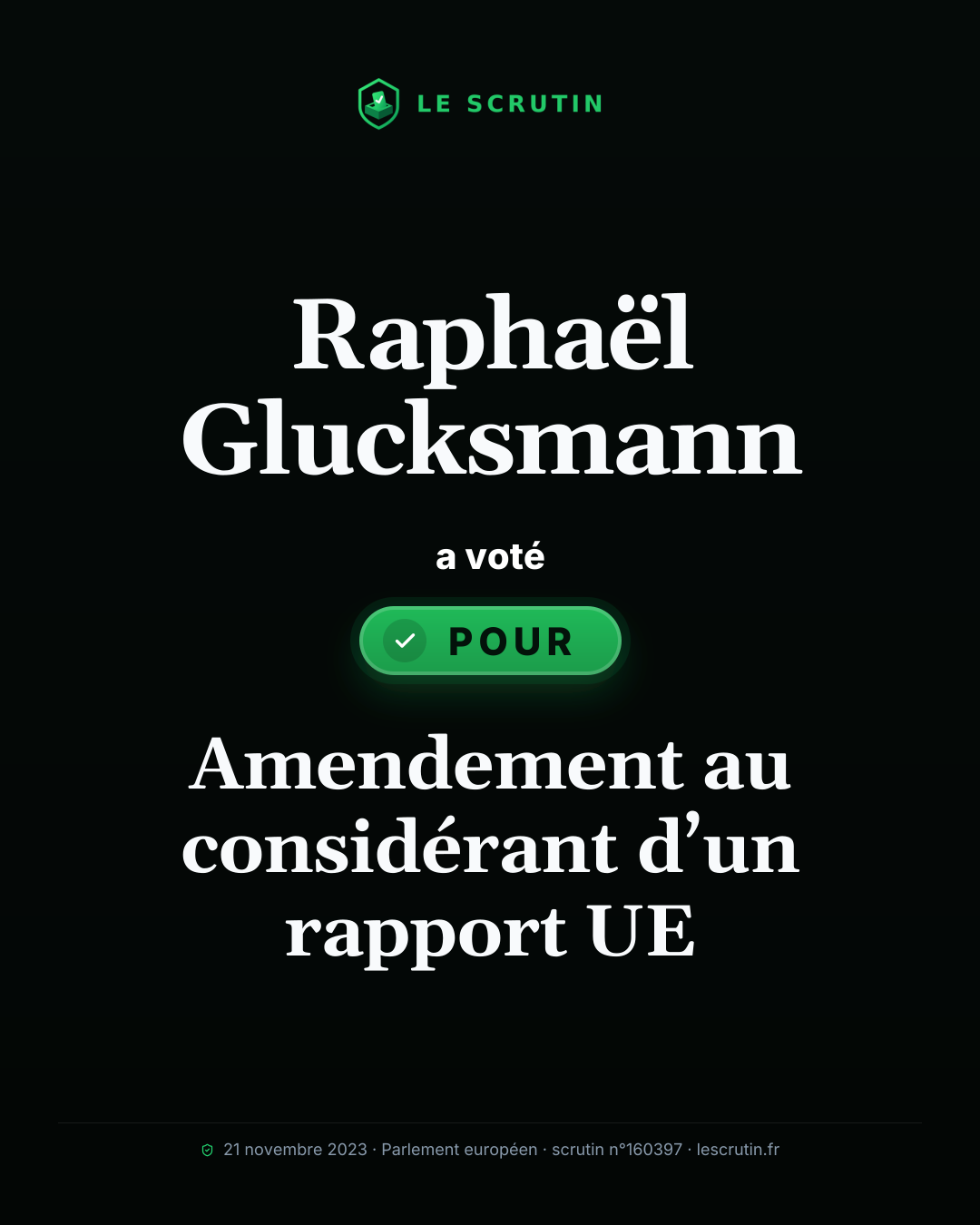 Visuel : Amendement au considérant d’un rapport UE