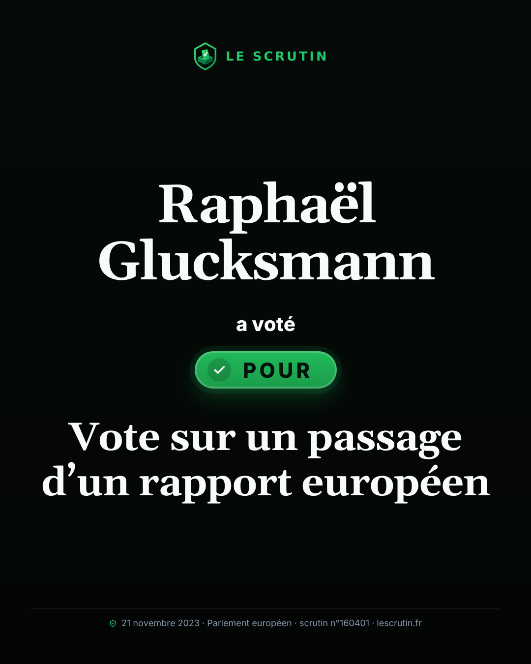 Visuel : Vote sur un passage d’un rapport européen