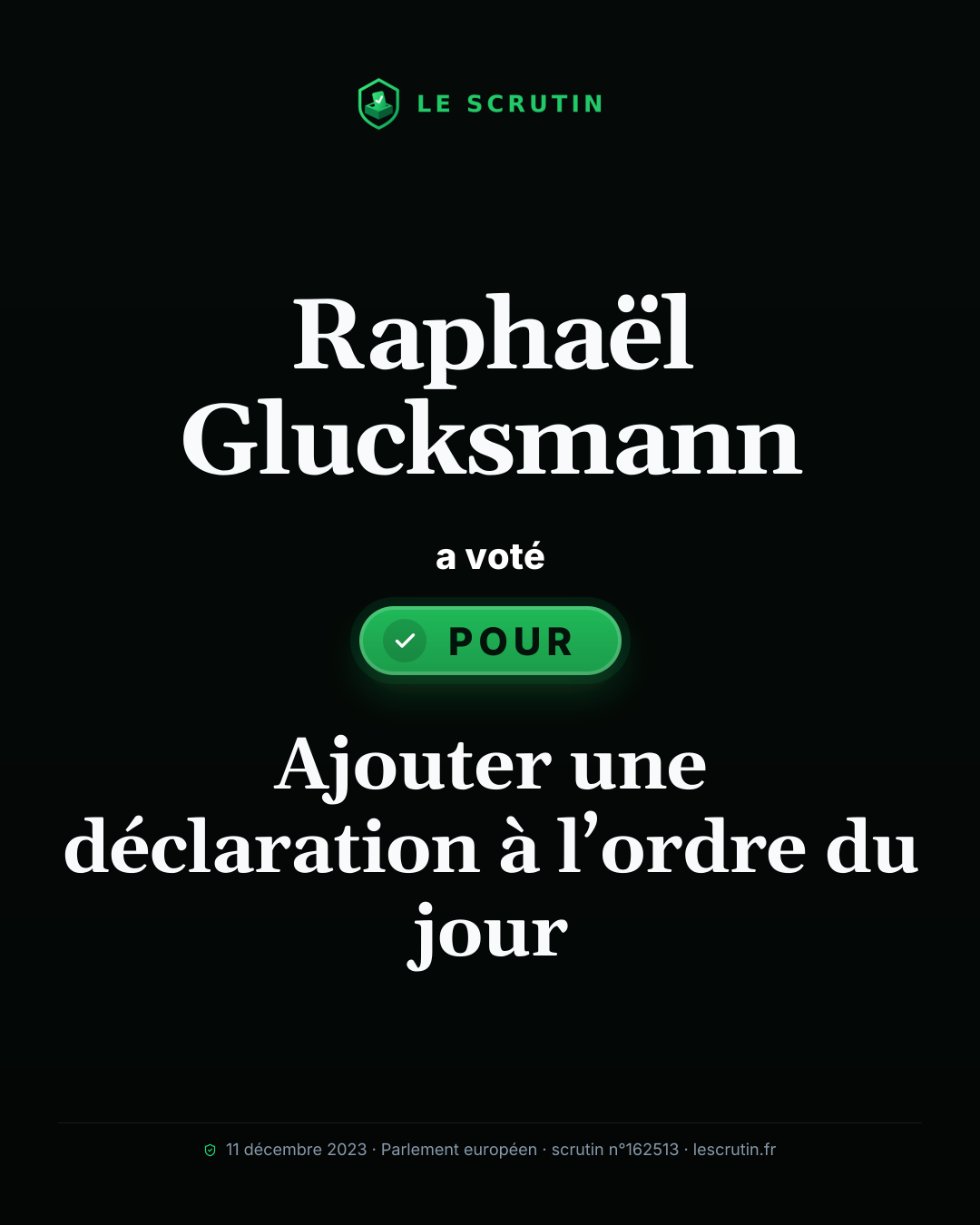 Visuel : Ajouter une déclaration à l’ordre du jour