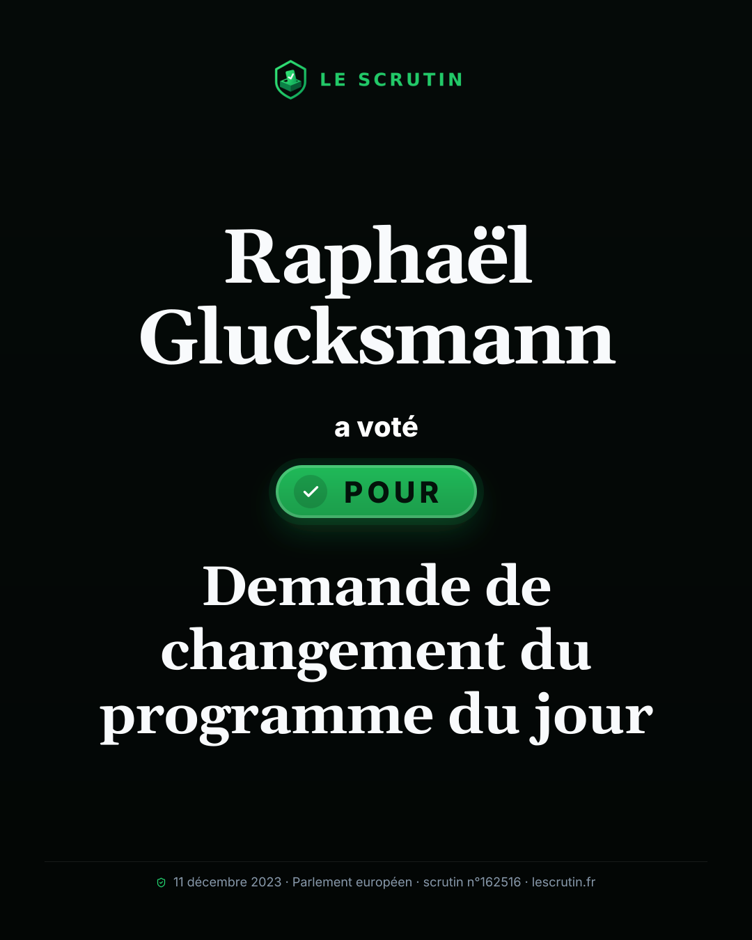 Visuel : Demande de changement du programme du jour
