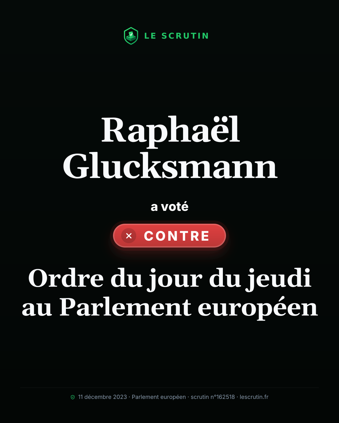 Visuel : Ordre du jour du jeudi au Parlement européen