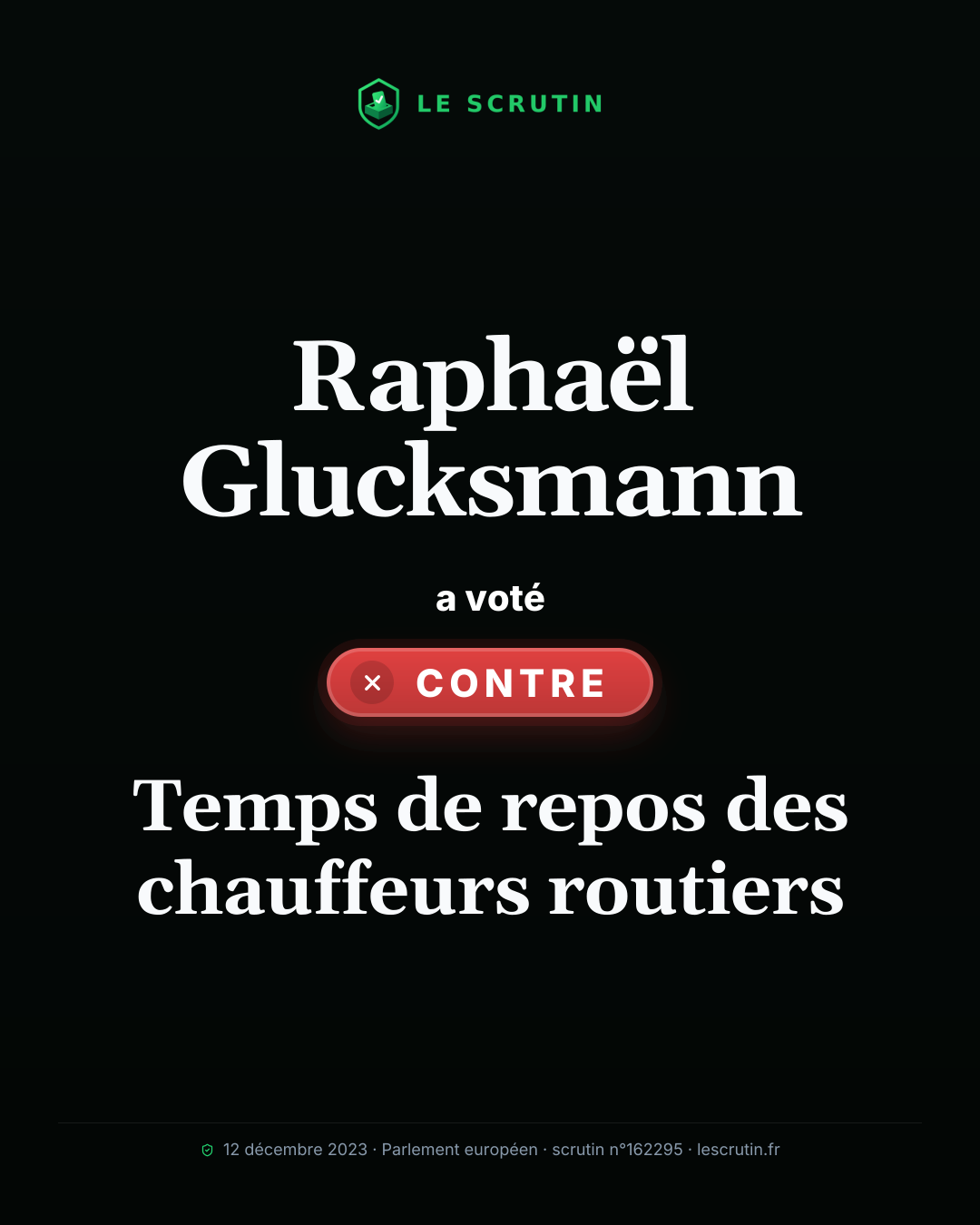 Visuel : Temps de repos des chauffeurs routiers