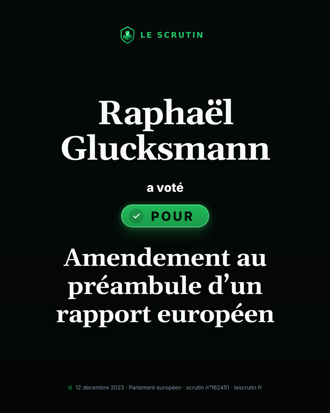 Visuel : Amendement au préambule d’un rapport européen