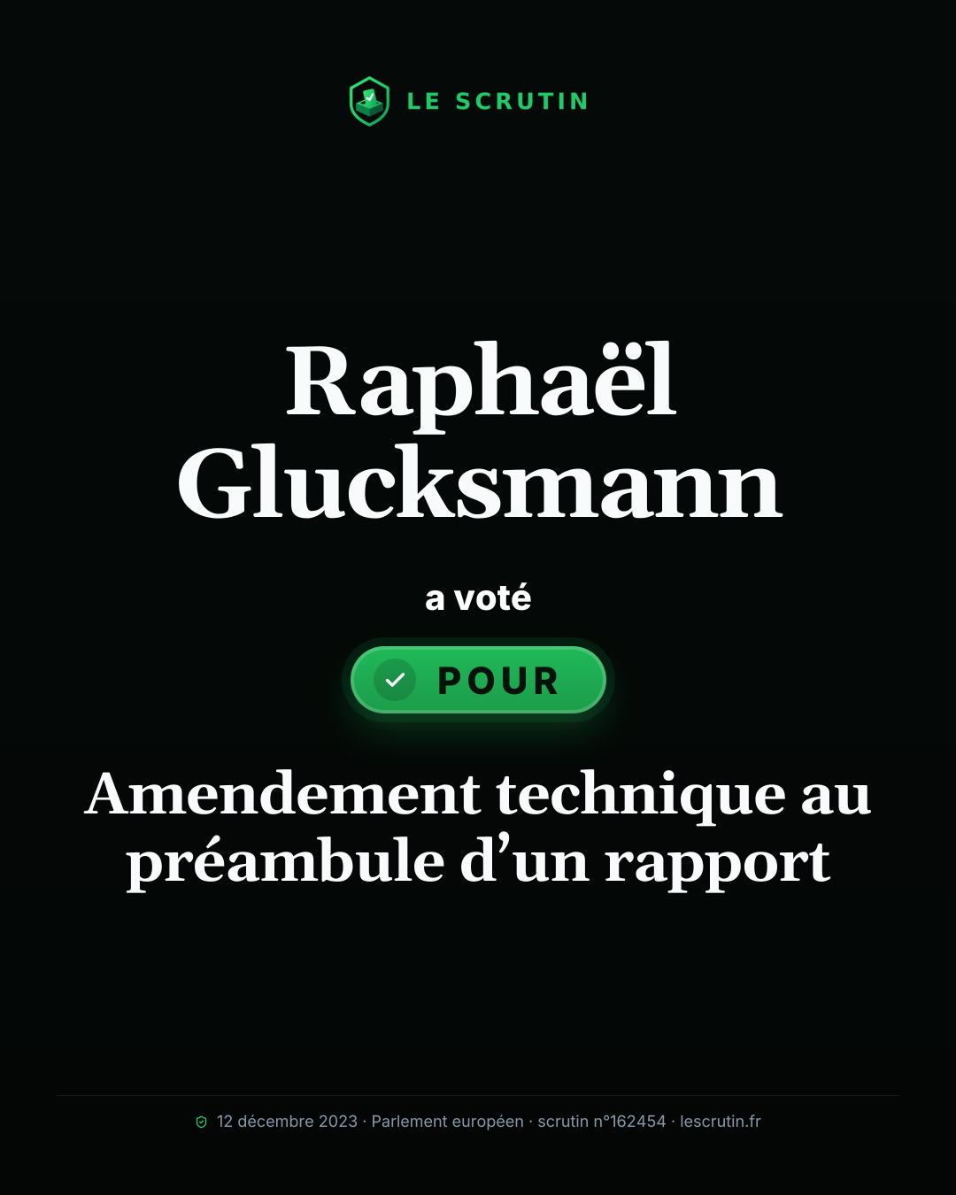 Visuel : Amendement technique au préambule d’un rapport