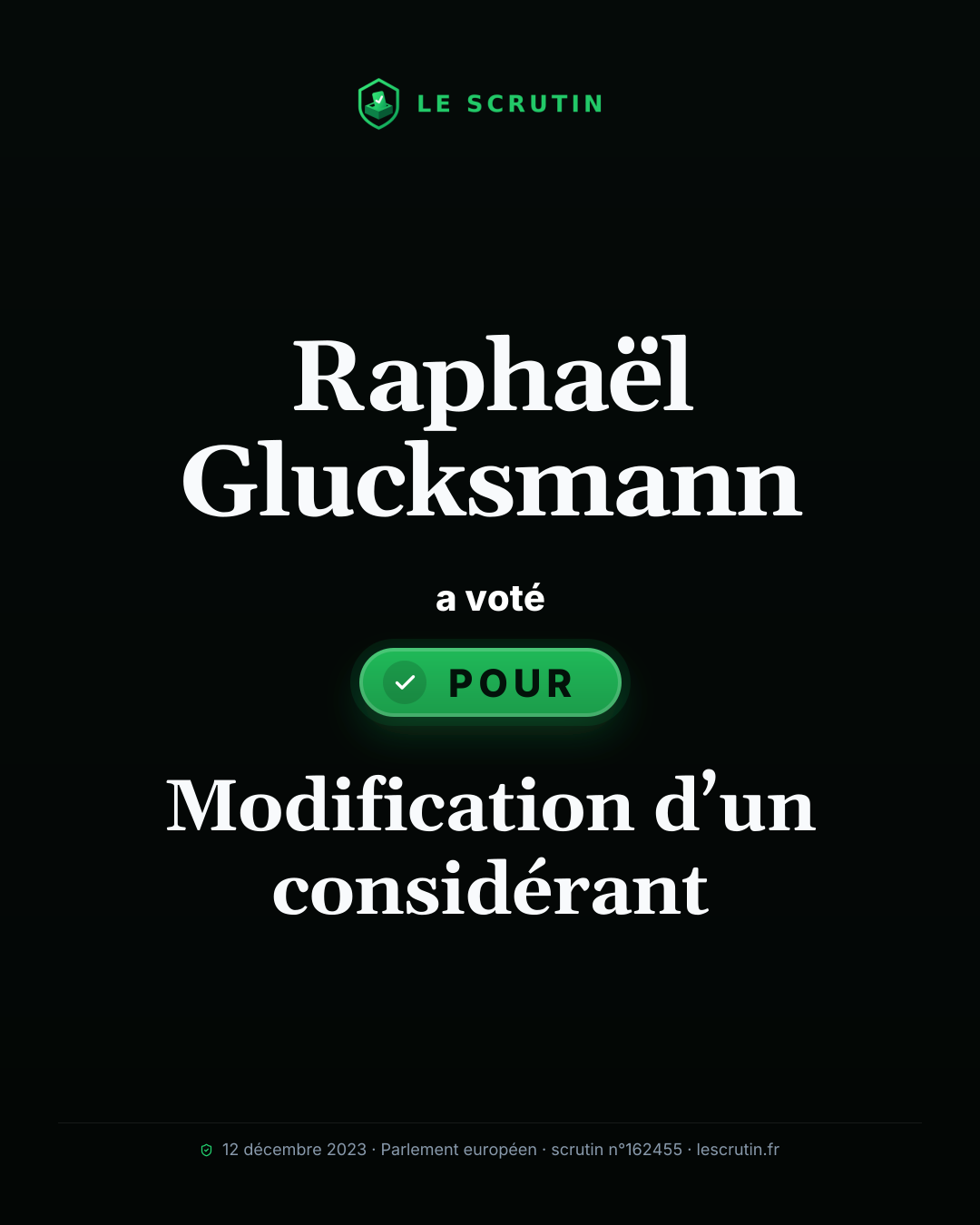 Visuel : Modification d’un considérant