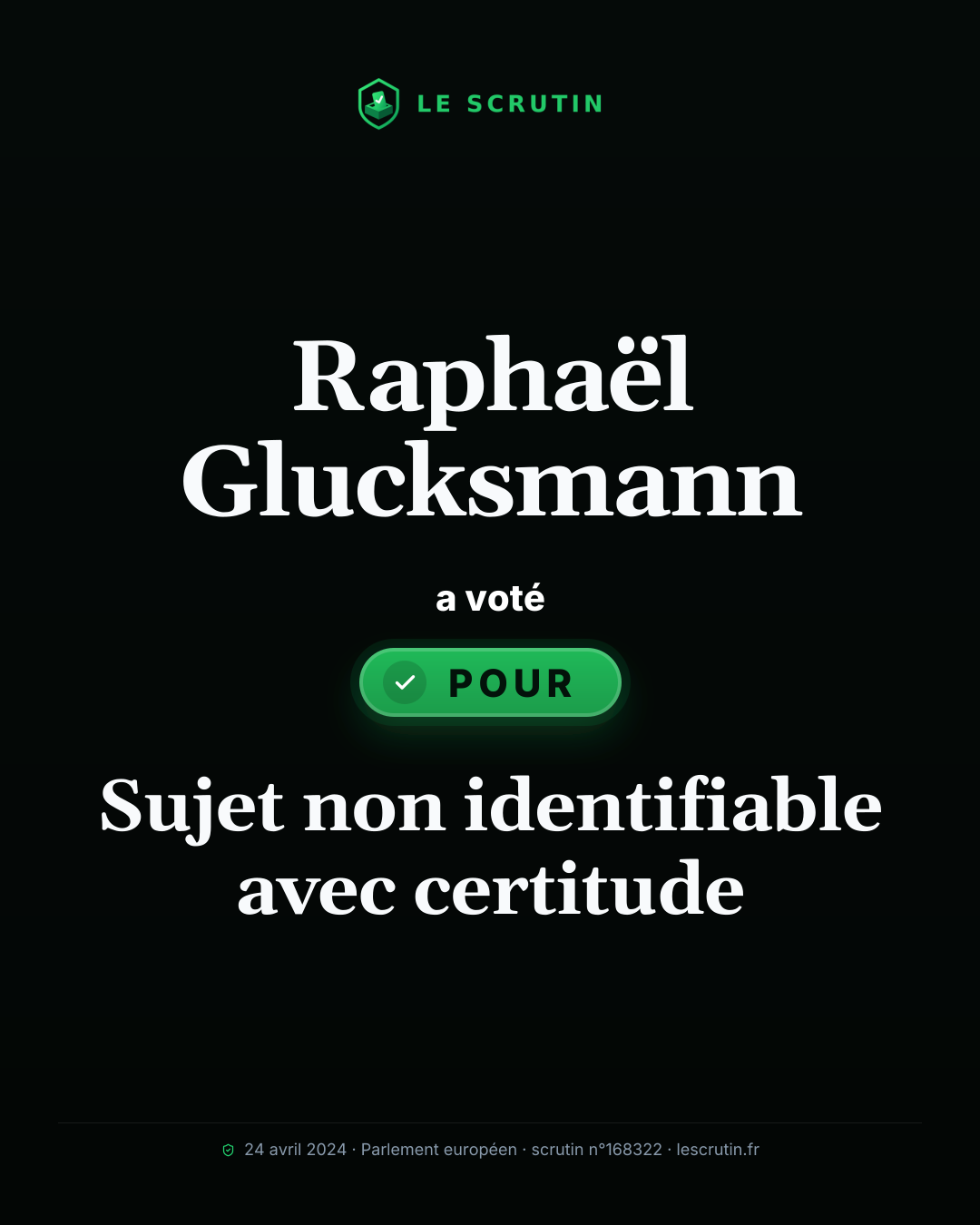 Visuel : Sujet non identifiable avec certitude
