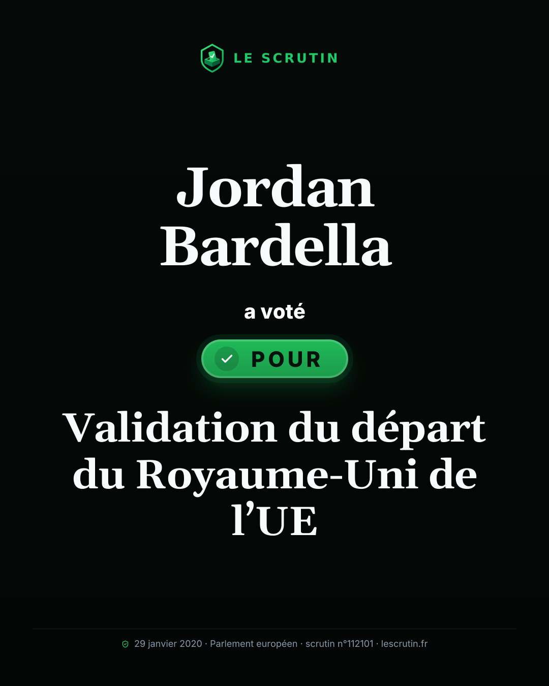 Visuel : Validation du départ du Royaume-Uni de l’UE