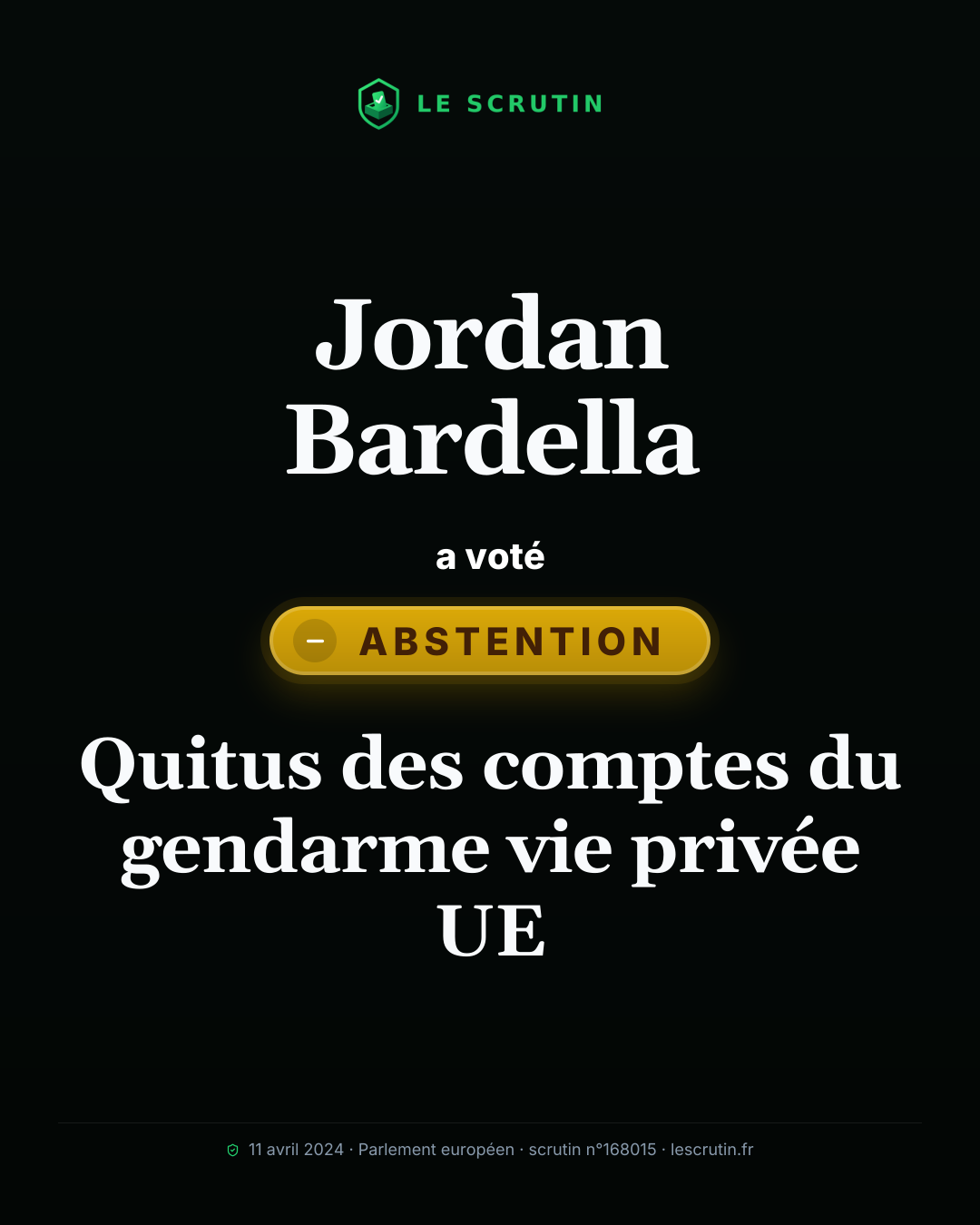 Visuel : Quitus des comptes du gendarme vie privée UE