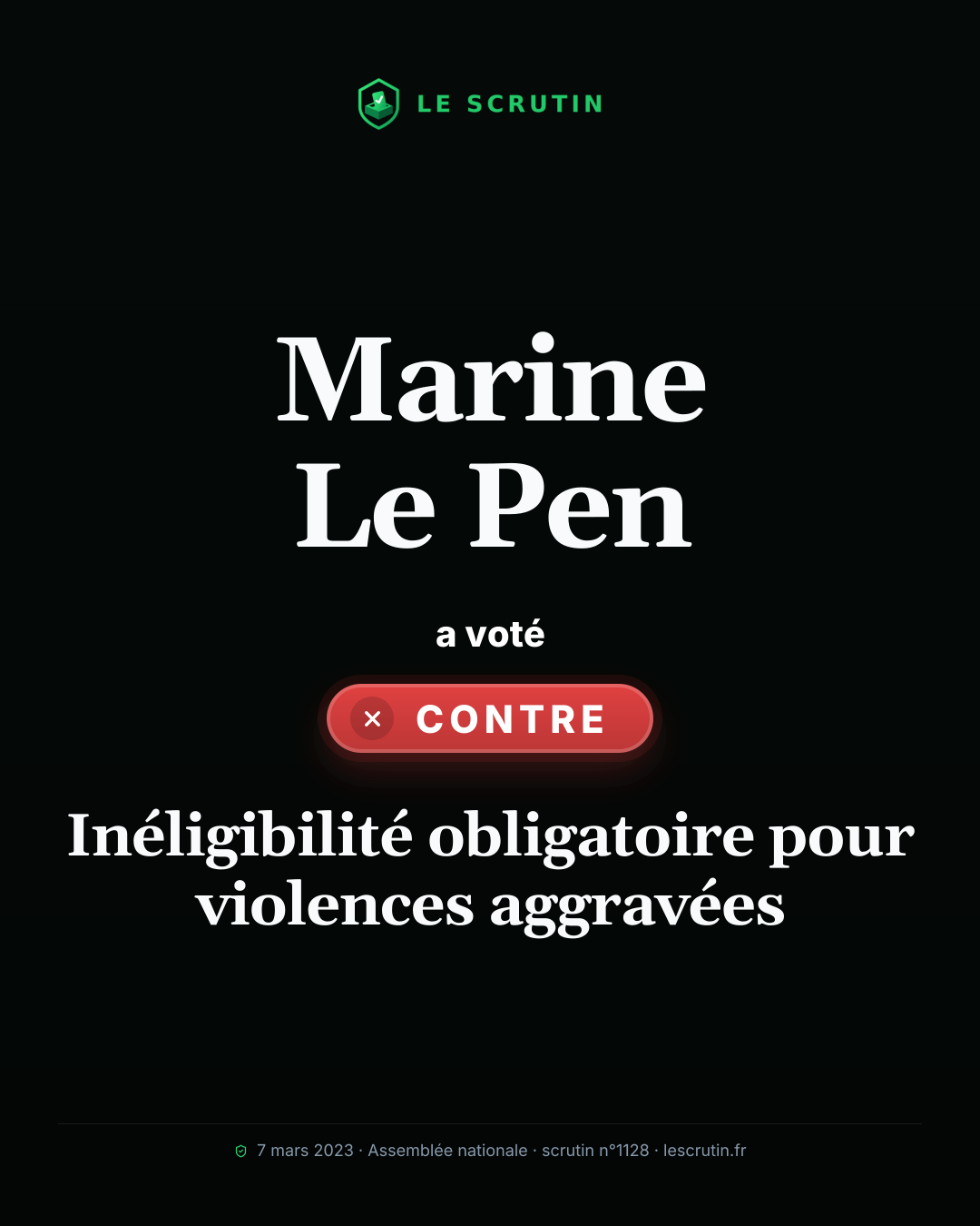 Visuel : Inéligibilité obligatoire pour violences aggravées
