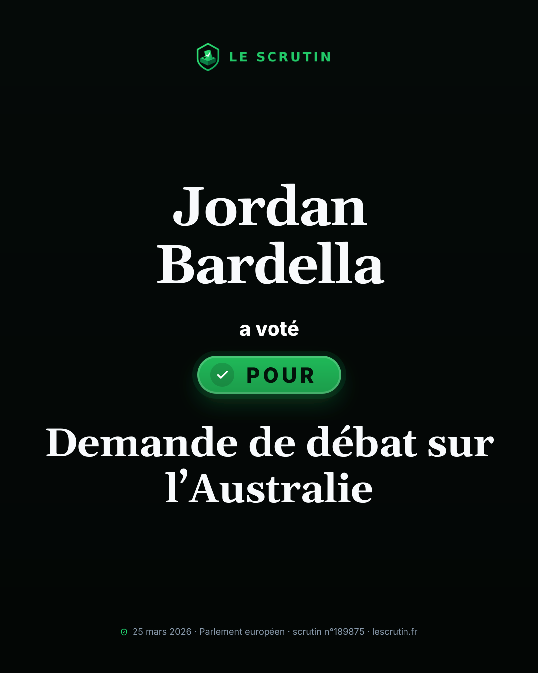 Visuel : Demande de débat sur l’Australie