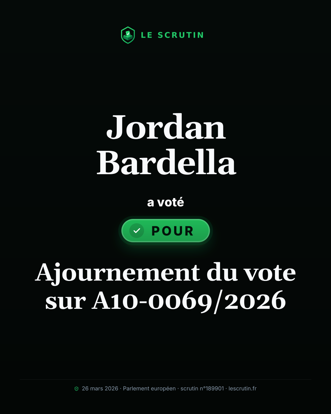 Visuel : Ajournement du vote sur A10-0069/2026