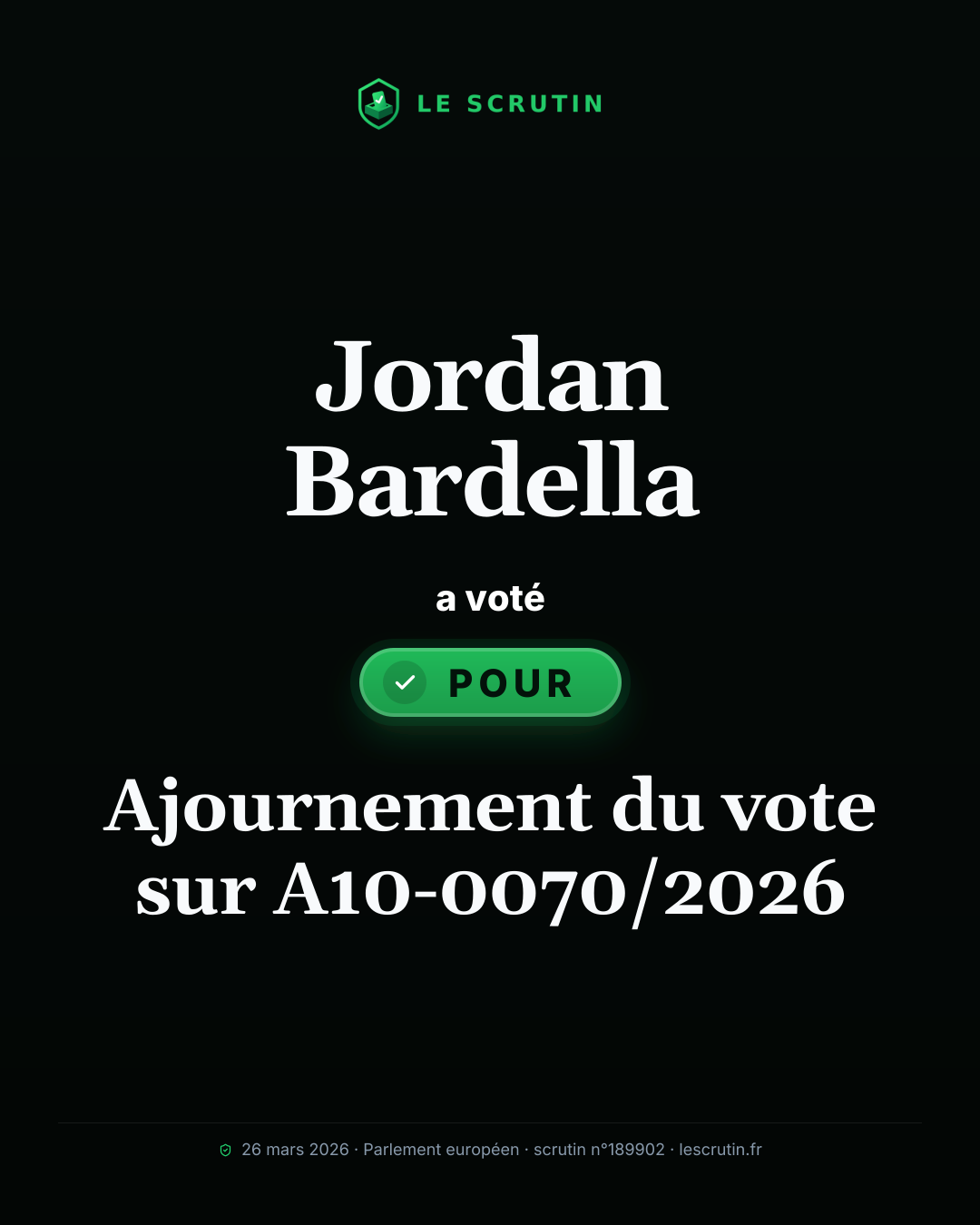 Visuel : Ajournement du vote sur A10-0070/2026