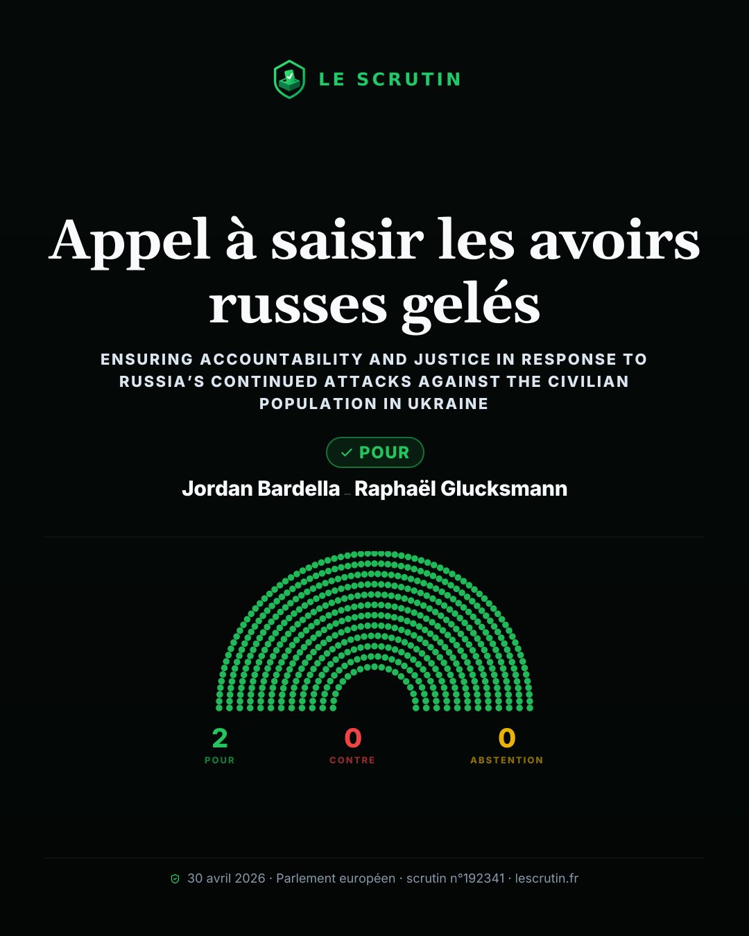 Visuel : Appel à saisir les avoirs russes gelés